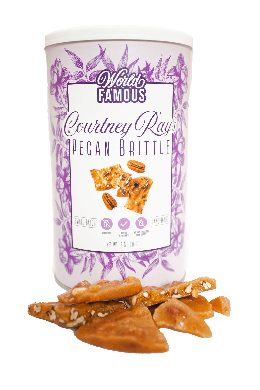 Courtney Rays Pecan Brittle  - NEW- 12 oz Canister