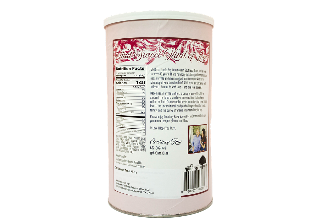 Courtney Rays Bacon Pecan Brittle  - NEW- 12 oz Canister